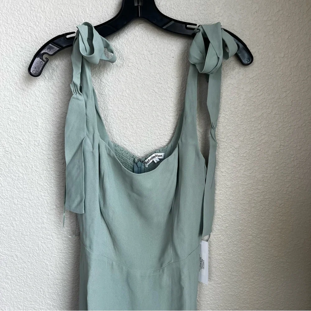 NWT Reformation Celadon Green Westerly Tie Strap Maxi Dress Size 6 - Picture 10 of 13